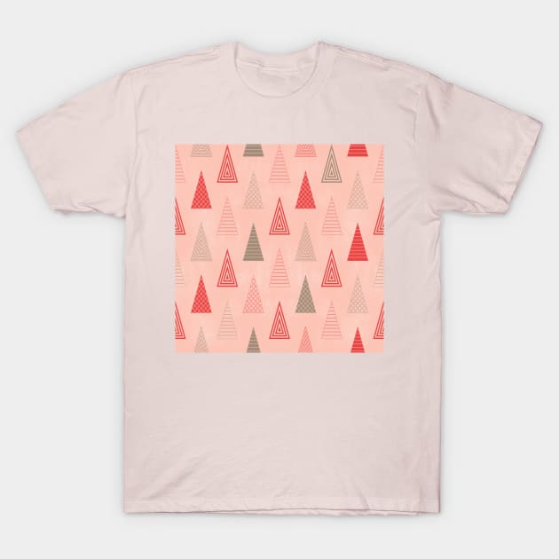 Blush Minimal Christmas Trees T-Shirt by Carolina Díaz